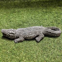 Concrete Crocodile Stone Ornament Sculpture Garden Lawn Pond Decoration Frost Protected - thumbnail 2