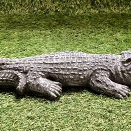 Concrete Crocodile Stone Ornament Sculpture Garden Lawn Pond Decoration Frost Protected - thumbnail 3