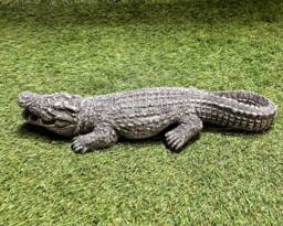 Concrete Crocodile Stone Ornament Sculpture Garden Lawn Pond Decoration Frost Protected - thumbnail 1