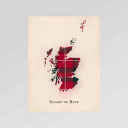 Clan Stuart Of Bute Scottish Tartan Map - Scotland Family Wall Decor, Ready To Hang - thumbnail 2