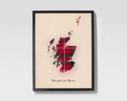 Clan Stuart Of Bute Scottish Tartan Map - Scotland Family Wall Decor, Ready To Hang - thumbnail 1
