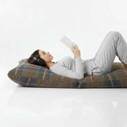 Bean Bag Faux Wool Tartan Bedlington Floor Cushion Rectangle Brushed Check Pillow - thumbnail 1