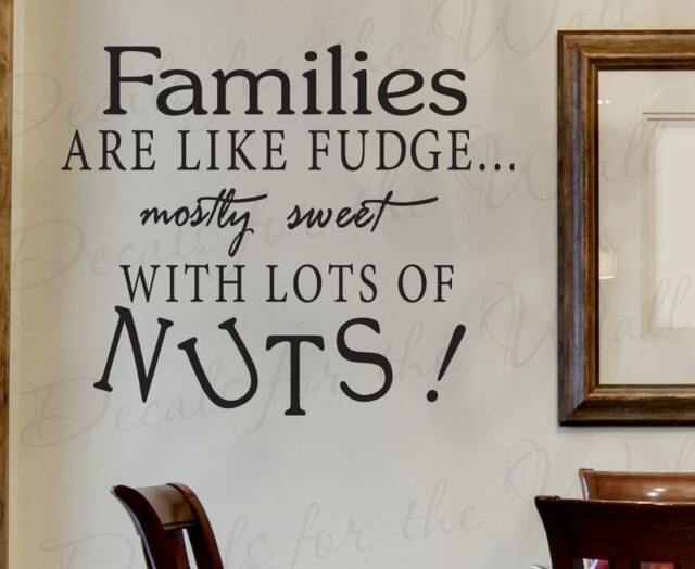 Families Like Fudge Mostly Sweet With Lots Nuts Kitchen Dining Room Home Mom Family Funny Vinyl Quote Wall Decal Art Sticker Decor Ki36 - image 1