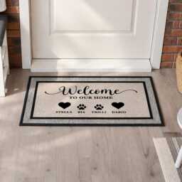 Welcome To Our Home Doormat - Family & Pet Mat Personalised Names Door Lover Gift Housewarming - thumbnail 2