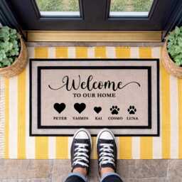 Welcome To Our Home Doormat - Family & Pet Mat Personalised Names Door Lover Gift Housewarming - thumbnail 3