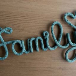 Knitted Family Wall Hanging - Wire Word Cord Sign For Gallery Home Decor - thumbnail 2