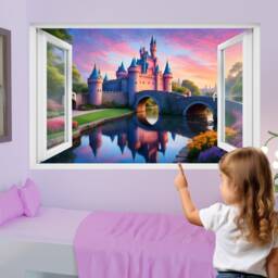 Rainbow Beautiful Princess Castle Wall Sticker Decal Mural Poster Room Nursery Bedroom Decor 1203 - thumbnail 3