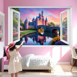 Rainbow Beautiful Princess Castle Wall Sticker Decal Mural Poster Room Nursery Bedroom Decor 1203 - thumbnail 2