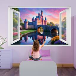 Rainbow Beautiful Princess Castle Wall Sticker Decal Mural Poster Room Nursery Bedroom Decor 1203 - thumbnail 1
