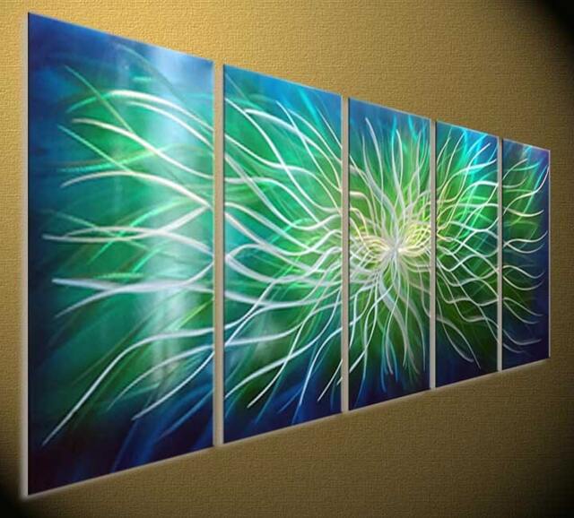 Abstract Metal Wall Art Sculpture, Contemporary Decor, Green Blue Artwork - image 1