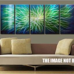 Abstract Metal Wall Art Sculpture, Contemporary Decor, Green Blue Artwork - thumbnail 4