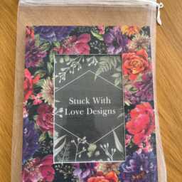 Pink, Orange & Purple Flower Black Background Decoupaged Photo Frame, Floral Shabby Chic Wooden Picture Pink Home - thumbnail 3