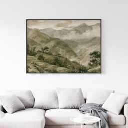 Green Mountain Poster, Misty Valley Print, Landscape Wall Art, Paper - thumbnail 3