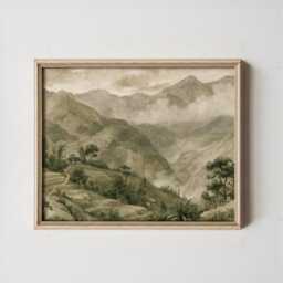 Green Mountain Poster, Misty Valley Print, Landscape Wall Art, Paper - thumbnail 4