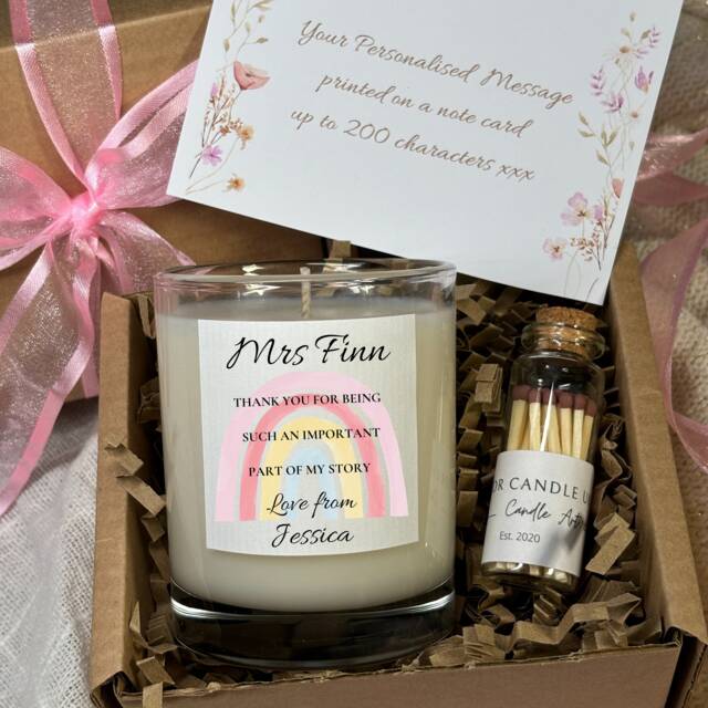 Personalised Teacher Gift Candle, End Of Term Thank You Set - image 1