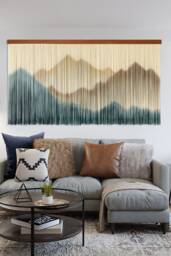 Macrame Yarn Wall Hanging Boho Mountain Art Tapestry
