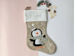 Luxury Personalised Christmas Stockings. Silver Stocking. Name Santa, Reindeer, Father Christmas, Snowman Stockings Sale