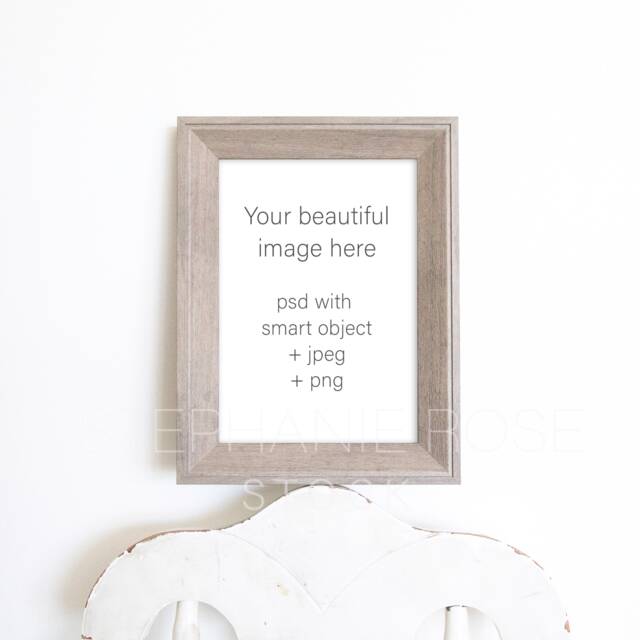 Wooden Frame Mockup 5x7 - Available in Psd, Jpeg, & Png Stock Photo Rustic Farmhouse Soft Minimalist Style