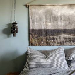 Handmade Linen Wall Hanging Vintage Marshes Landscape Art Print - thumbnail 2