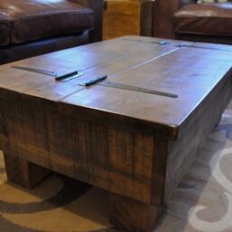 storage Coffee Table/Wood Chest. Rough Sawn Rustic Pine. 3Ft 2 Plank Lid Design - thumbnail 2