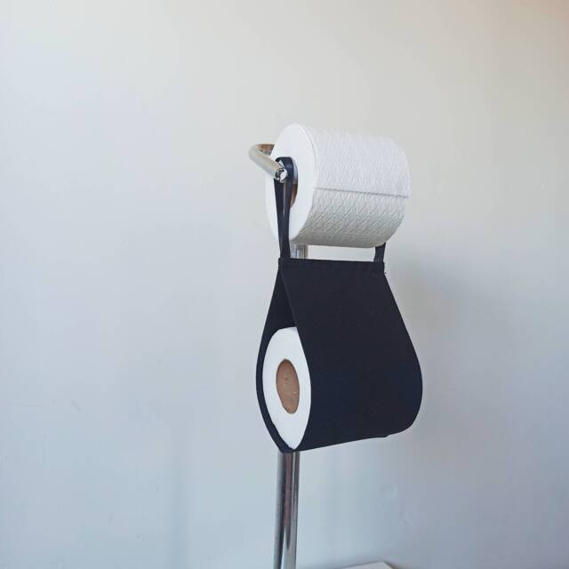 Industrial, Loft Style Black Toilet Roll Holder, Bath Organizer, Pure Black, Bath Decor - image 1