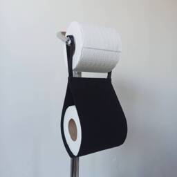 Industrial, Loft Style Black Toilet Roll Holder, Bath Organizer, Pure Black, Bath Decor - thumbnail 2