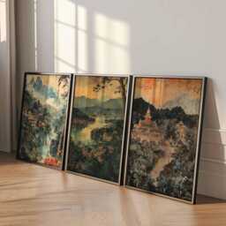 Set Of 3 Luang Prabang Posters, Laos Travel Prints, Wall Art Set, Decor, Poster - thumbnail 4
