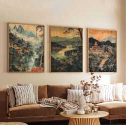 Set Of 3 Luang Prabang Posters, Laos Travel Prints, Wall Art Set, Decor, Poster