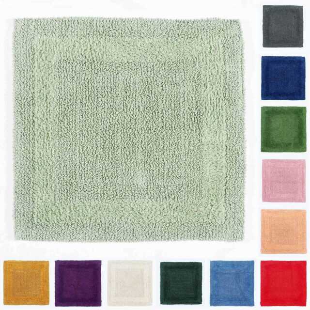 Luxury Reversible 100% Cotton Shower Mat 50x50cm, Soft, Absorbent, Eco-Friendly, Hand-Tufted, Quick-Drying, 12 Colours, Machine Washable - image 1