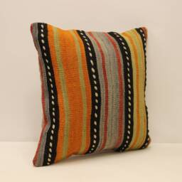 Vintage Throw Pillow Cover 18x18 in - 45x45 cm Turkish Kilim Pillow Minimalist Cushion Sofa Pillows 4K4Bf-649 - thumbnail 2