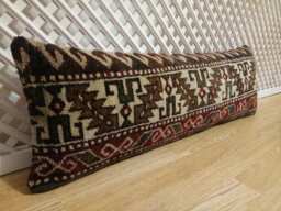 Turkish Rug Pillow Long 12x36 Inches Decorative Handmade Cushion Lumbar Big - thumbnail 1