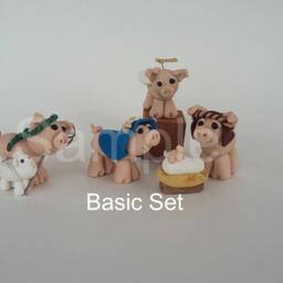 Pig Nativity Set Handmade Polymer Clay Manger Scene - Collectible Cr??che Christian Holiday Decor - thumbnail 2