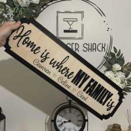 Home Is Where My Family - Street Sign 3D Look Personalised Wall Mount New Style Decor - thumbnail 3