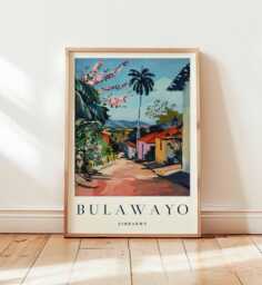 Bulawayo Zimbabwe Travel Poster African City Wall Art - thumbnail 1