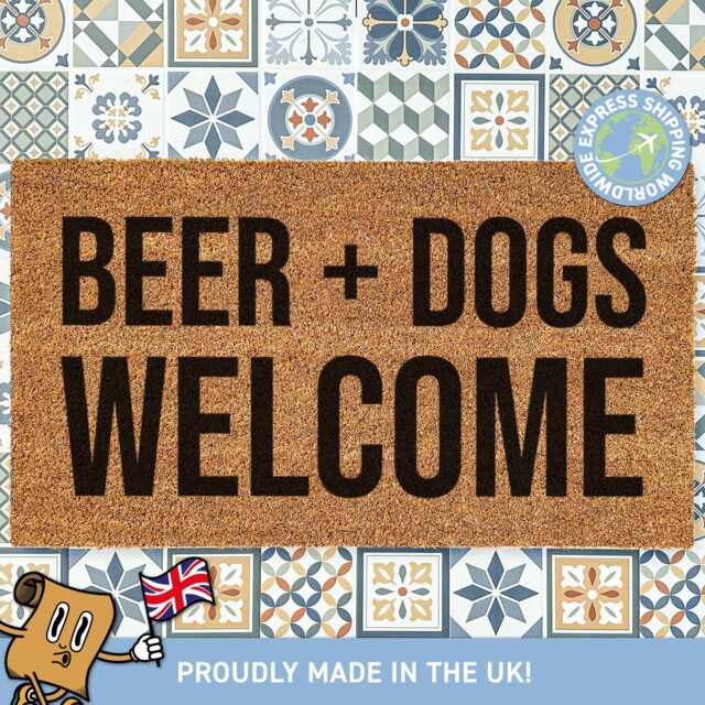 Beer & Dogs Welcome, Dog Dad Doormat, Lover Gifts, Funny Door Mat New Welcome Home Decor, Gifts For Him - image 1