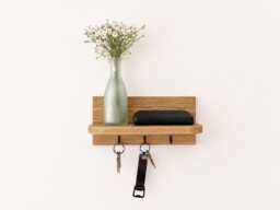 Rustic Wooden Key Holder Shelf - Entryway Organiser, Wall-Mounted Rack, Handmade Hallway Storage