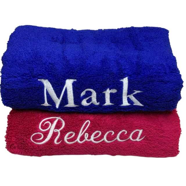 Embroidered Egyptian Cotton Towel, Personalized Plush Bath Towel Christmas Gift Mothers Day Gift - image 1
