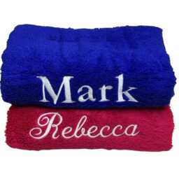 Embroidered Egyptian Cotton Towel, Personalized Plush Bath Towel Christmas Gift Mothers Day Gift - thumbnail 1