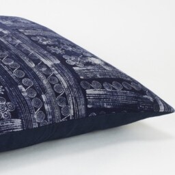 Handspun Indigo Pillow Cover Hmong Hill Tribe Batik Cushion - thumbnail 3