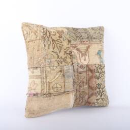 Vintage Turkish Kilim Pillow Cover Handwoven Wool Throw - 16''x16'' - thumbnail 2
