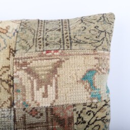 Vintage Turkish Kilim Pillow Cover Handwoven Wool Throw - 16''x16'' - thumbnail 3