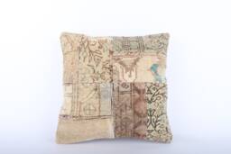 Vintage Turkish Kilim Pillow Cover Handwoven Wool Throw - 16''x16'' - thumbnail 1