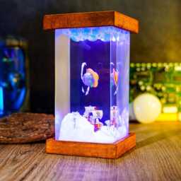 Fire Warrior Inspired Resin Lamp- Handcrafted Led Anime Figure Light - Wood & Epoxy Display Lamp Collector Gift For Fans - thumbnail 4