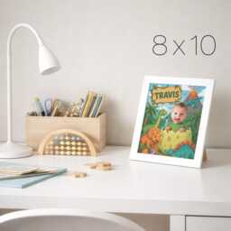 Personalized Baby Dinosaur Photo Frame, Custom Kids Picture Gift, Name Nursery Wall Art, Toddler Birthday Dino Theme Decor - thumbnail 2
