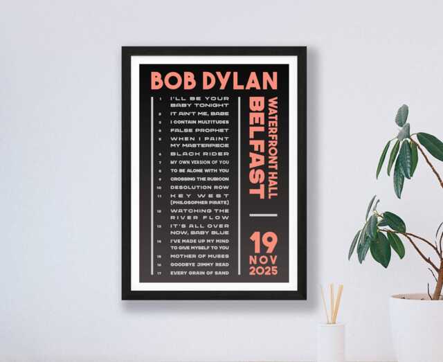 Bob Dylan 2025 UK Ireland Setlist Poster Print - Tour Gigs Concert Live Set List Gift - image 1
