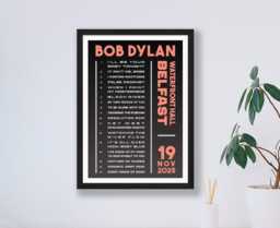 Bob Dylan 2025 UK Ireland Setlist Poster Print - Tour Gigs Concert Live Set List Gift - thumbnail 1