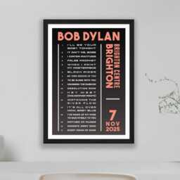 Bob Dylan 2025 UK Ireland Setlist Poster Print - Tour Gigs Concert Live Set List Gift - thumbnail 2