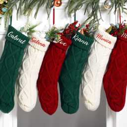 Personalized Family Christmas Stockings, 2025 Embroidered Stocking, Knitted Stockings With Name, Monogram Stocking, Holiday Decor Gift - thumbnail 3