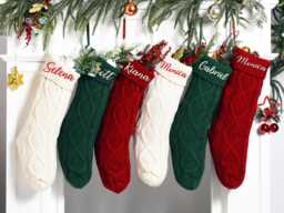 Personalized Family Christmas Stockings, 2025 Embroidered Stocking, Knitted Stockings With Name, Monogram Stocking, Holiday Decor Gift - thumbnail 1