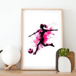 Girls Football Wall Art Prints - Set Of 3 Soccer - Girl Bedroom Decor Teen Room Pink Print Poster - thumbnail 2